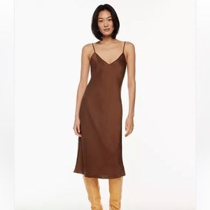Aritzia slip dress brown